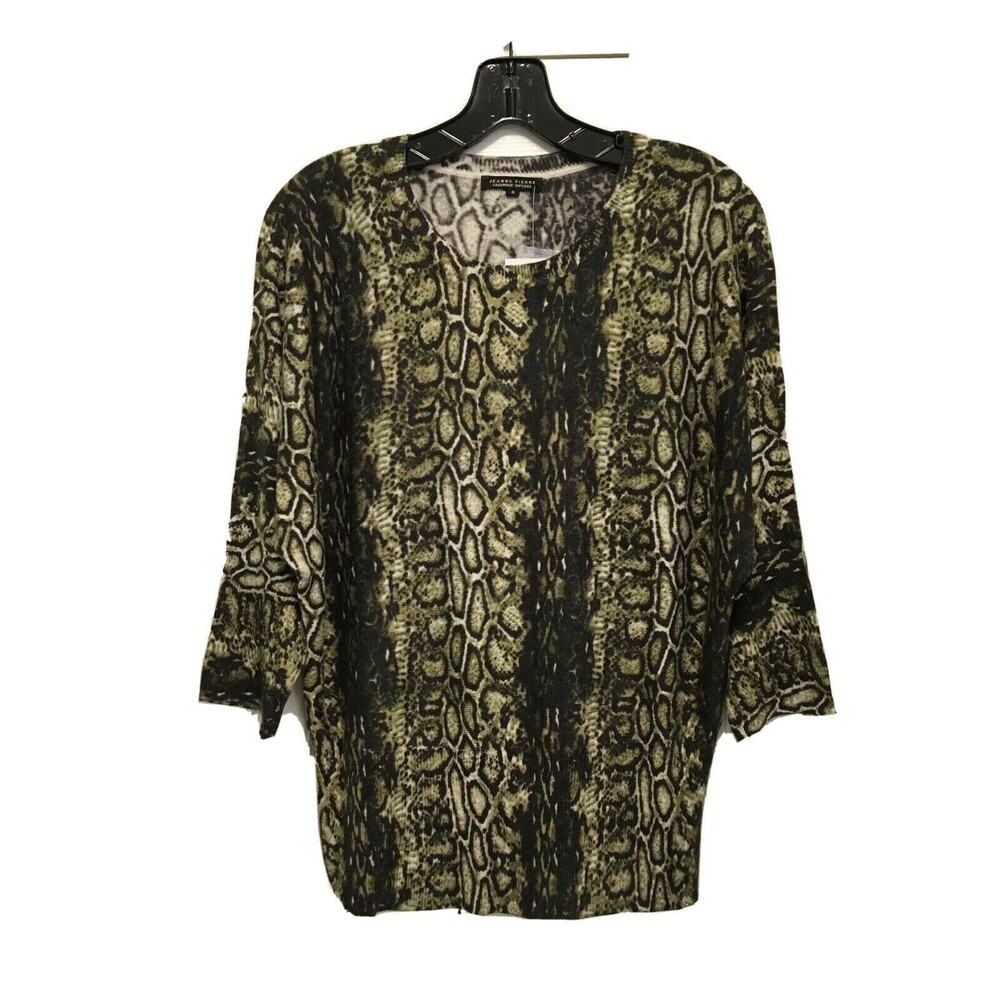 Jeanne Pierre womens Cashmere Infused Sweater size Small Python 3/4 Sleeve $78